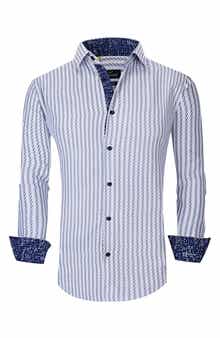 Azaro Uomo Slim Fit Abstract Print Performance Dress Shirt