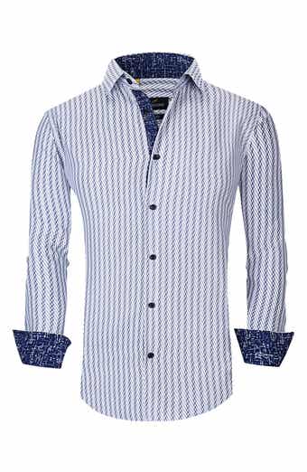Azaro Uomo Slim Fit Abstract Print Performance Dress Shirt