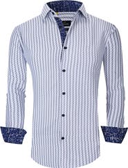 Azaro Uomo Slim Fit Abstract Print Performance Dress Shirt