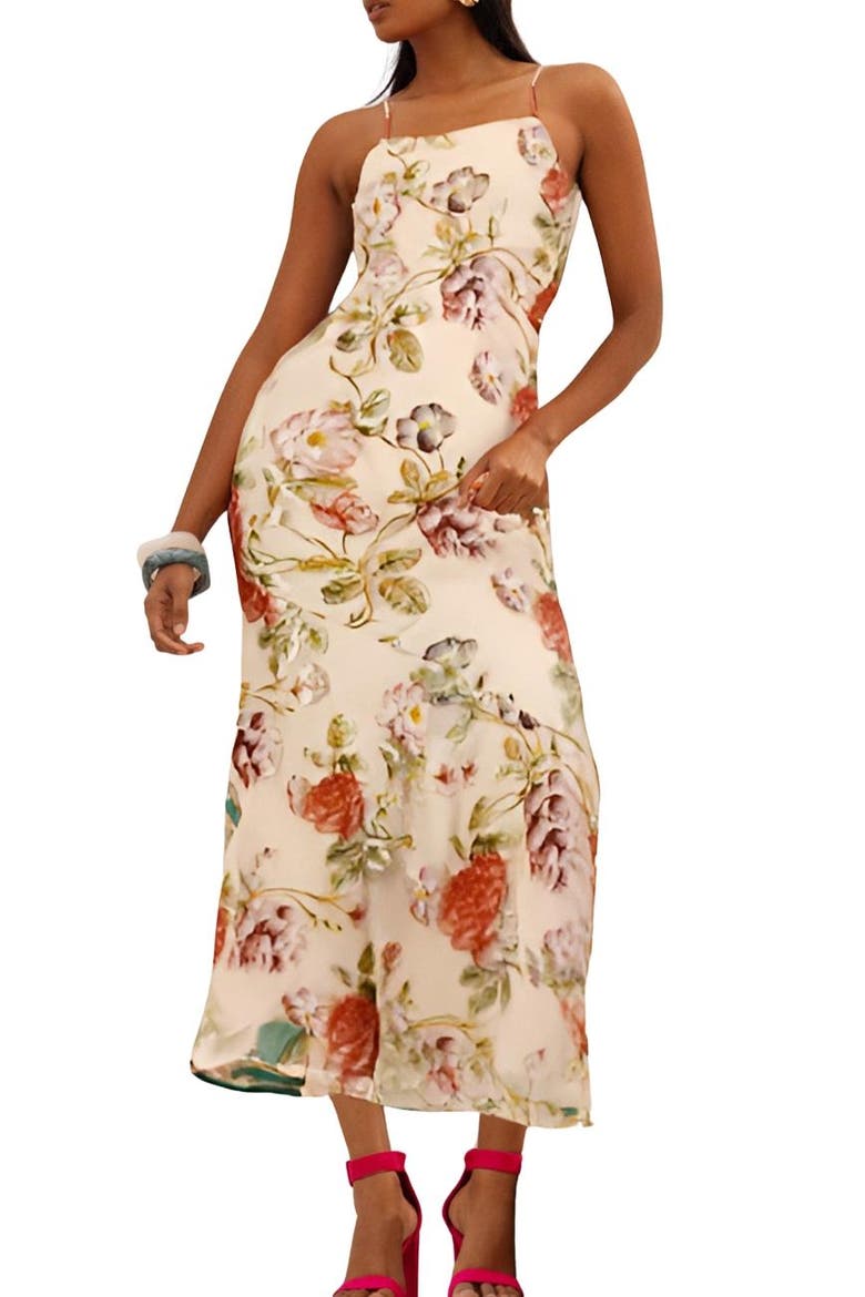 Muse Strappy Floral Sequin Maxi Dress, Alternate, color, Nude