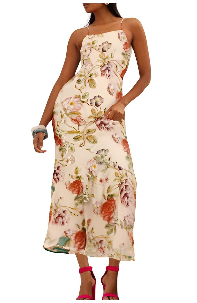 Coast Muse Strappy Floral Sequin Maxi Dress, Alternate, color, Nude