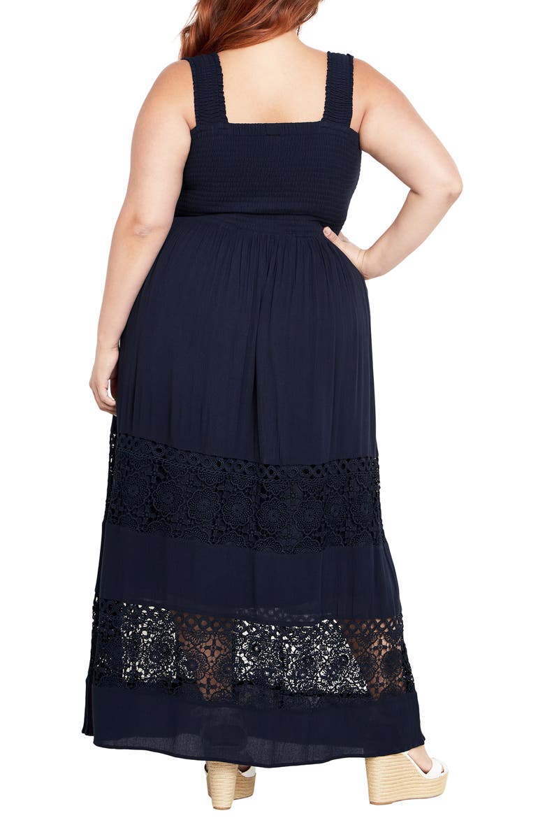 By the Beach Lace Inset Maxi Sundress, Alternate, color, NAVY