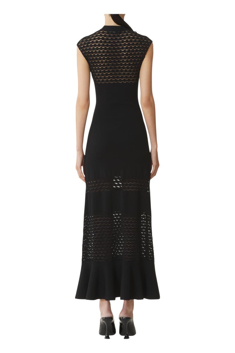 Lace Detail Dress In Viscose, Alternate, color, Black