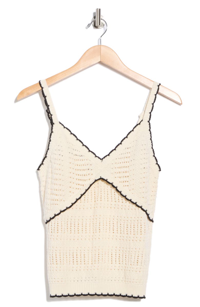 Democracy Cotton Tipped Sweater Tank, Alternate, color, Natural/ Black