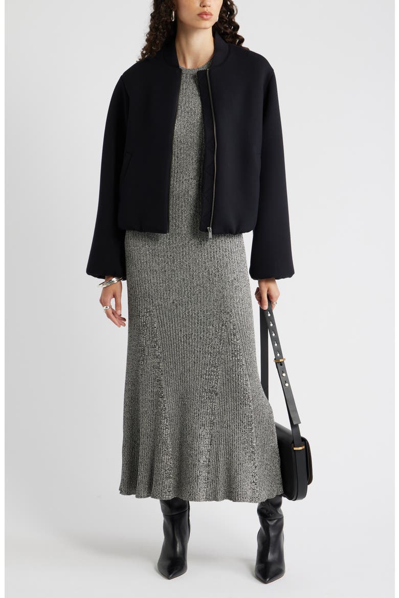 Rib Knit Dress, Alternate, color, BEIGE-BLACK MARL