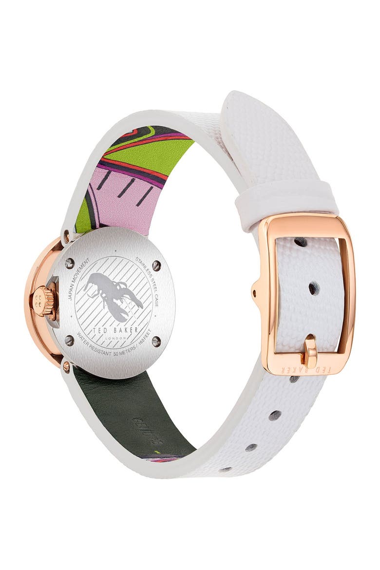 Seerena Leather Strap Watch, 24mm, Alternate, color, WHITE