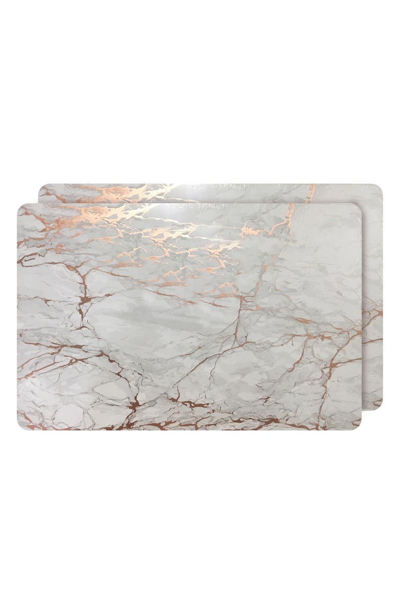 DAINTY HOME Set of 2 Cork Vinyl Placemats, Main, color, Rose Gold