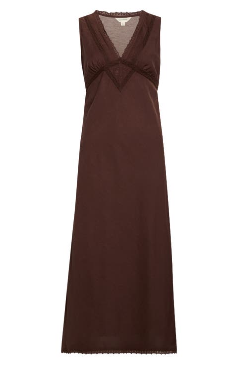 Lace Trim Midi Dress