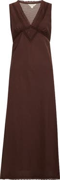 Lucky Brand Lace Trim Midi Dress