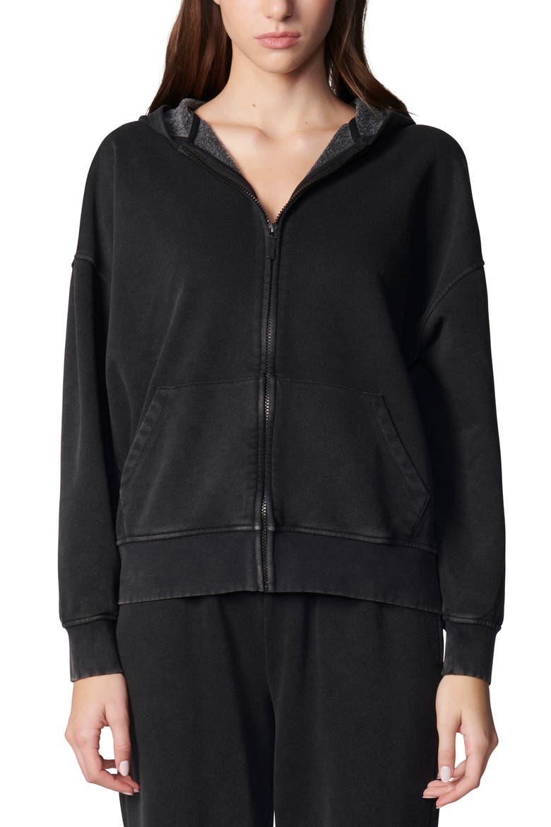 Oversized Front Zip Hoodie, Main, color, WASHED BLACK