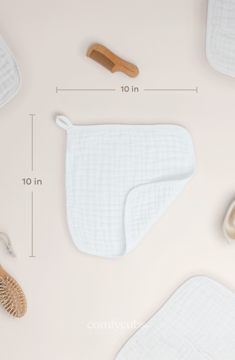 Comfy Cubs Muslin Washcloths - Pack of 10, Alternate, color, White