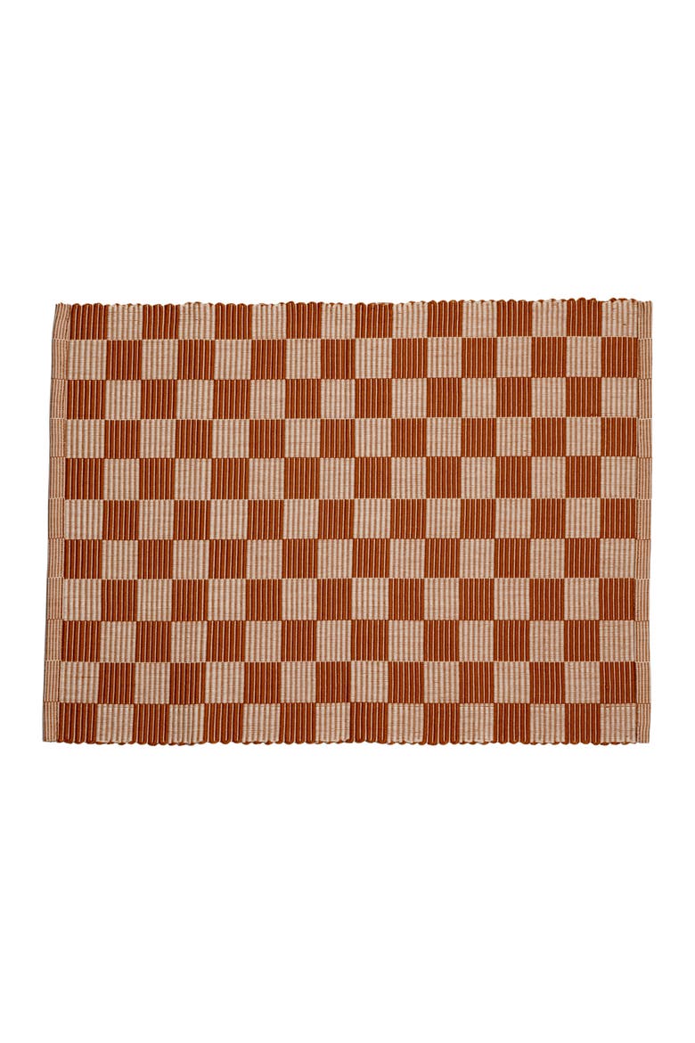 Handloomed Checkered Placemats - Set of 4, Main, color, Brown