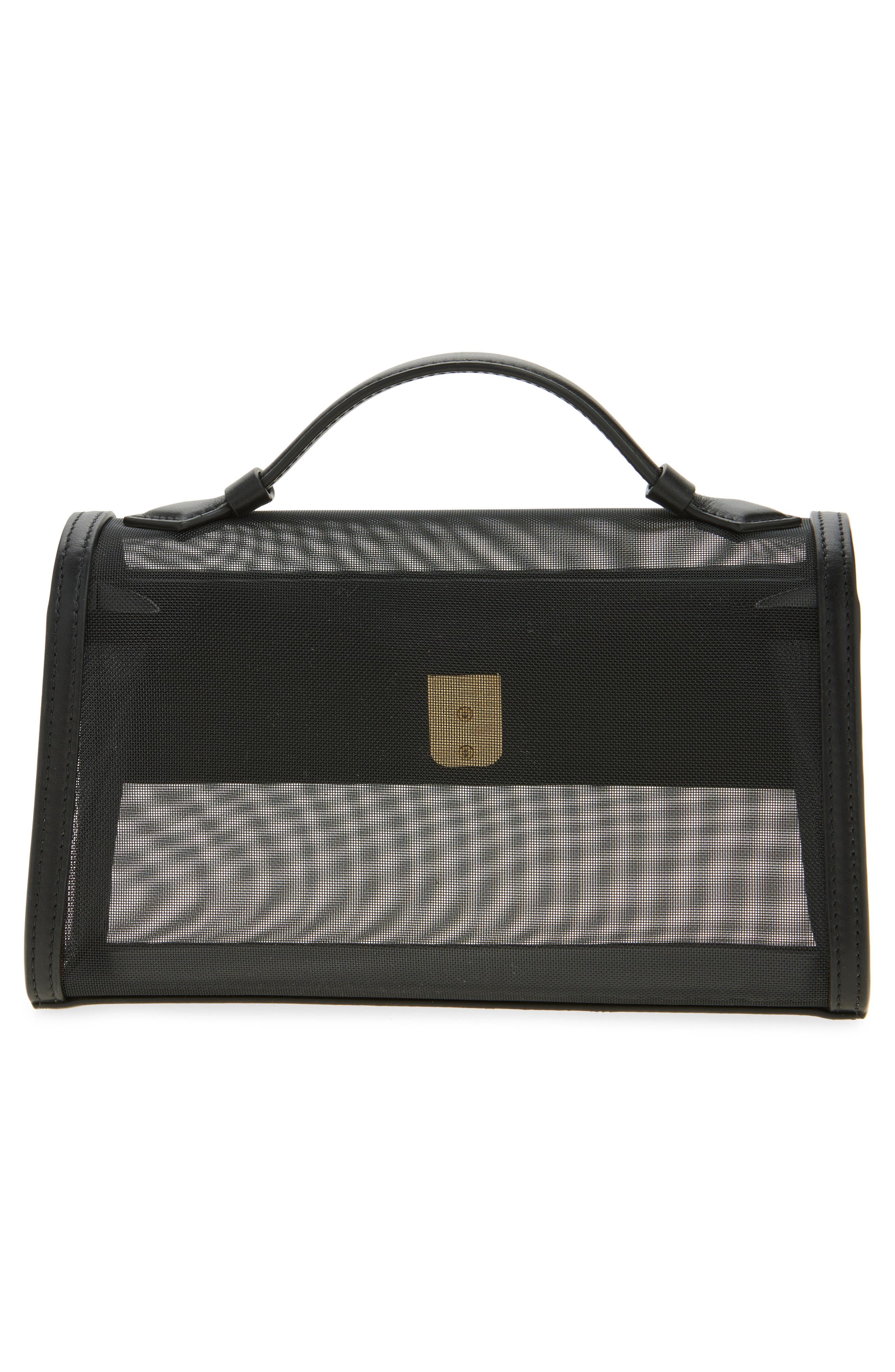 SAVETTE Symmetry Pochette Mesh & Leather Top Handle Bag, Alternate, color, 