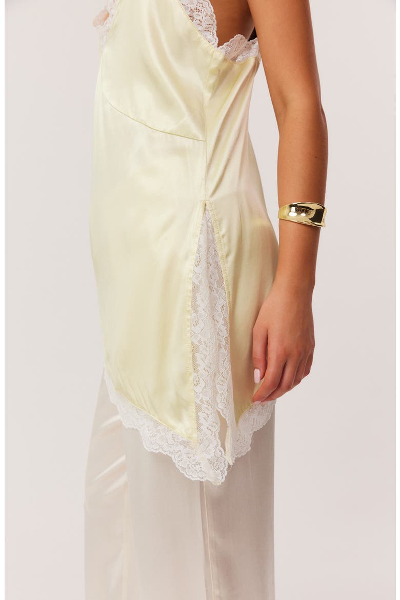 Toni Lace Trim Asymmetric Camisole, Alternate, color, SOUR LEMON