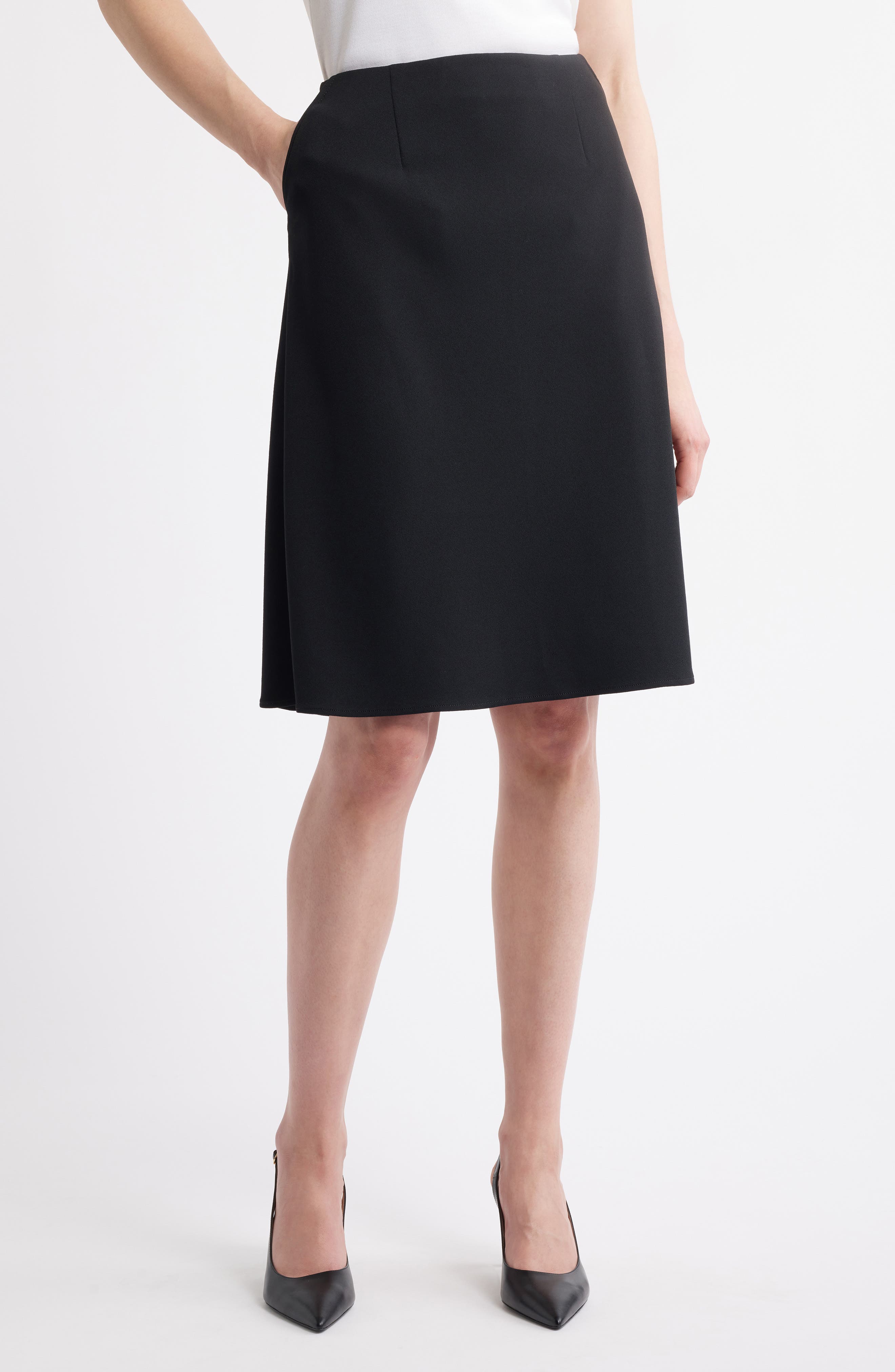 Stretch Deco Crepe A-Line Skirt