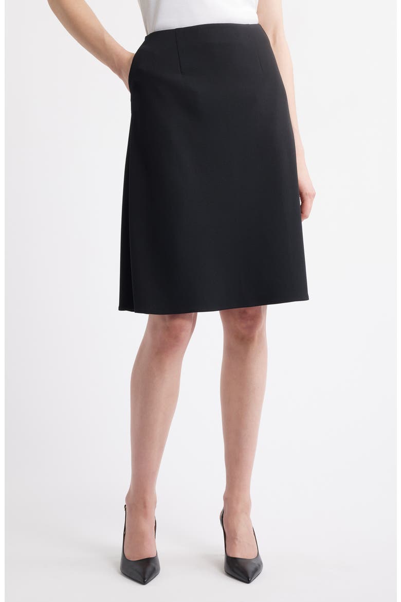 Stretch Deco Crepe A-Line Skirt, Main, color, BLACK