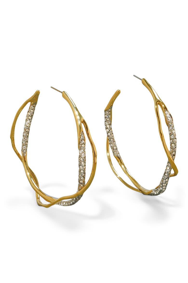 Intertwined Pavé Crystal Hoop Earrings, Main, color, CHAMPAGNE