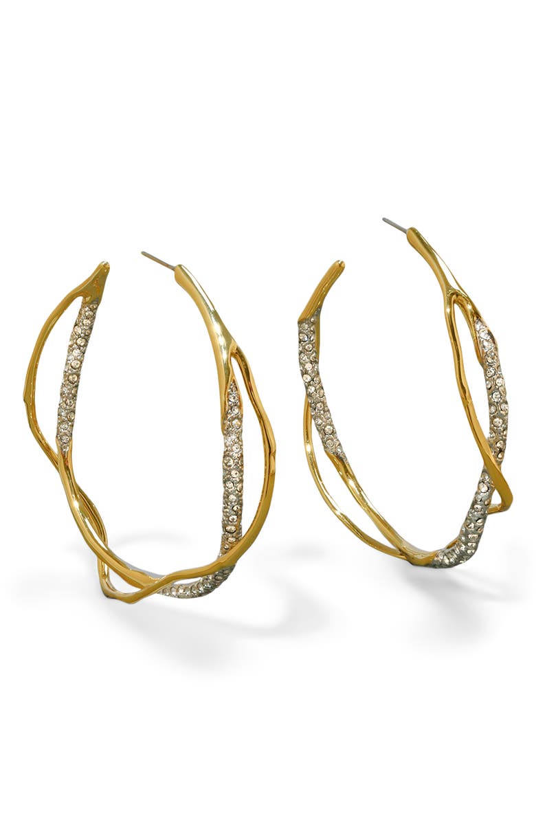 Alexis Bittar Intertwined Pavé Crystal Hoop Earrings, Main, color, Champagne