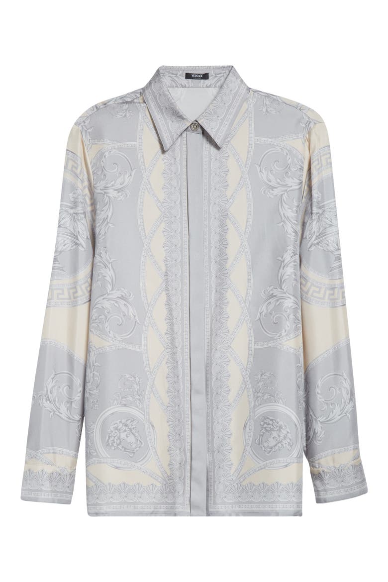 La Coupe des Dieux Silk Button-Up Shirt, Alternate, color, SILVER GREY CHAMPAGNE