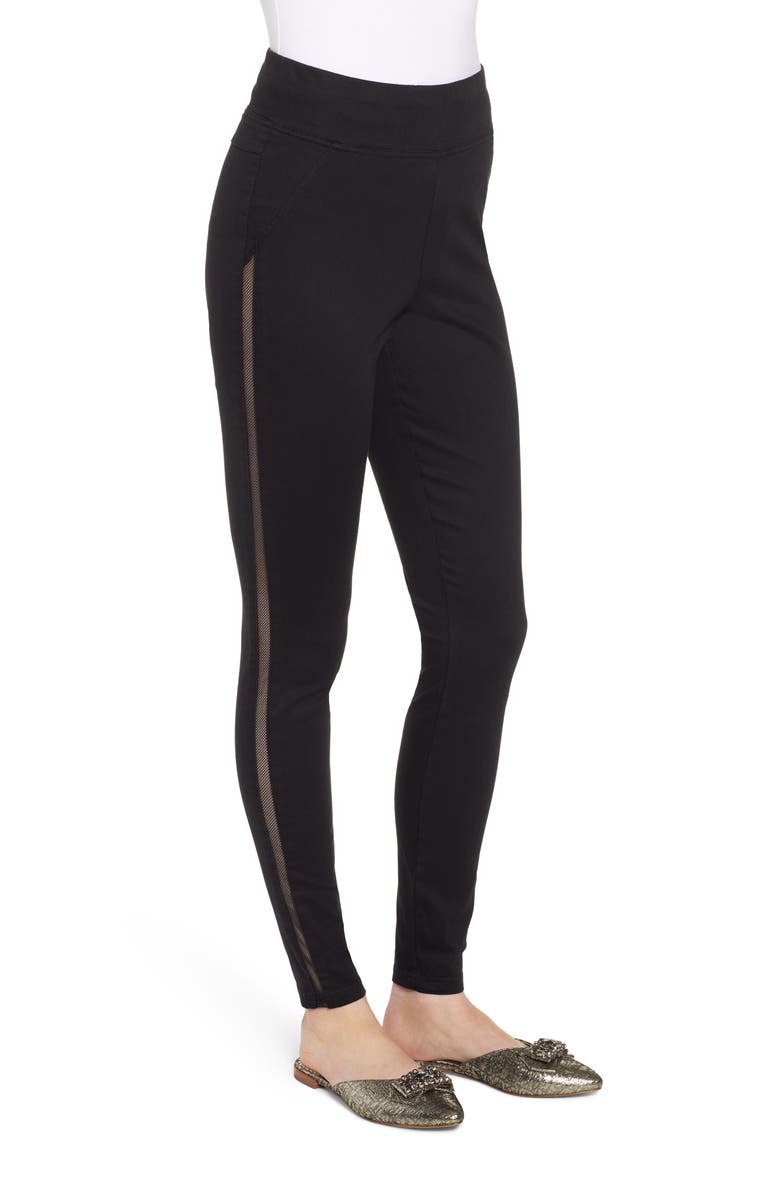 Hue High Waist Mesh Tuxedo Stripe Denim Leggings, Alternate, color, 