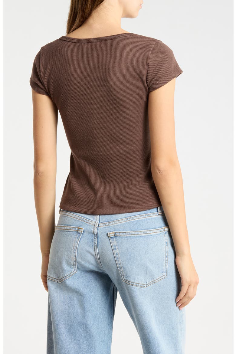 Ribbed Button Front Top, Alternate, color, CHESTNUT BROWN