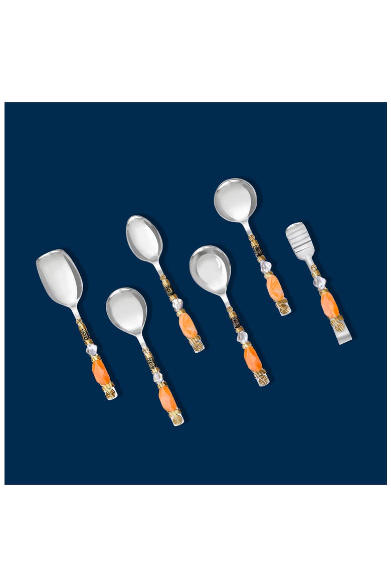 Sunset Glow 6-Piece Serving Spoons, Alternate, color, ORANGE