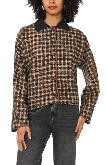 1.state Plaid Button Front Jacket In Medium Heather Grey