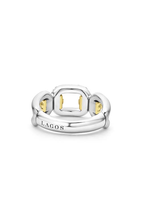 Lagos Signature Caviar Links Diamond Ring In Two-tone