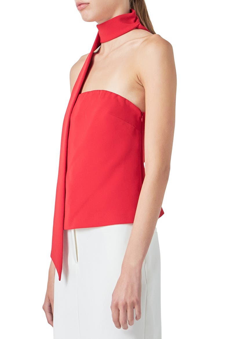 Choker Tie Top, Alternate, color, RED