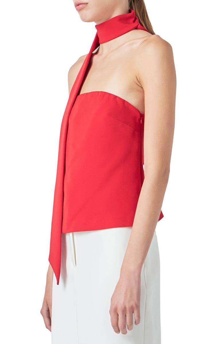 Grey Lab Choker Tie Top, Alternate, color, Red