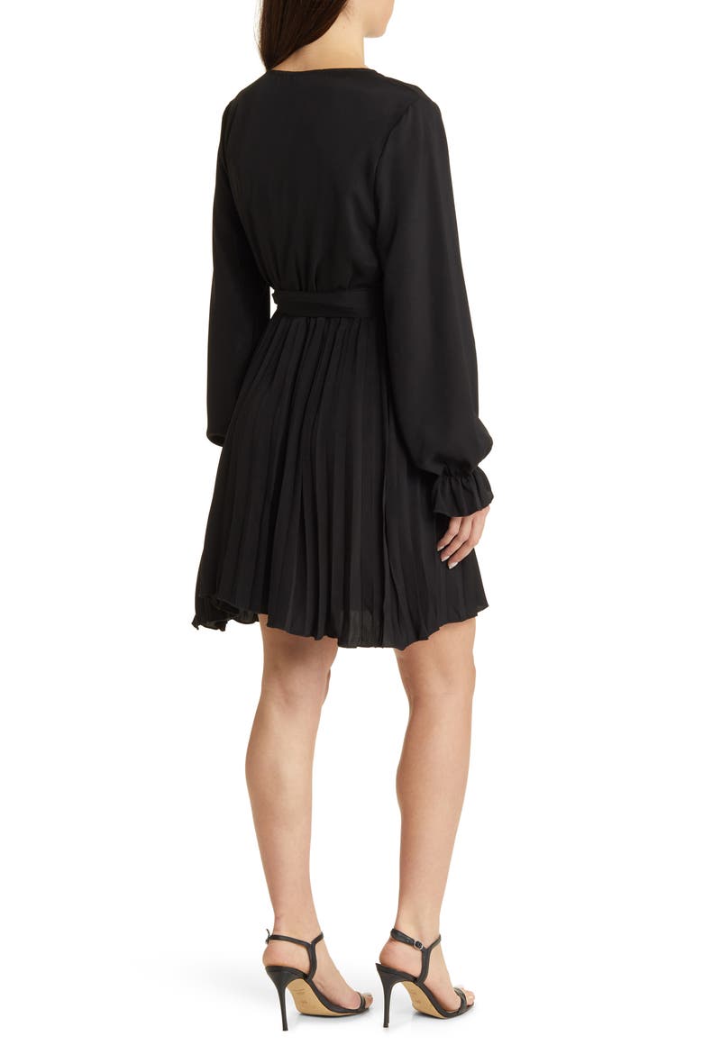 Sienna Long Sleeve Faux Wrap Dress, Alternate, color, BLACK