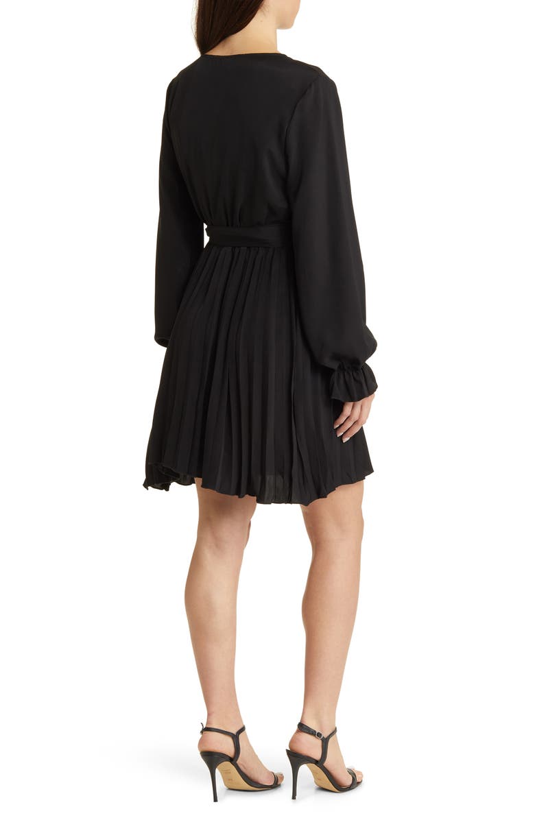 NIKKI LUND Sienna Long Sleeve Faux Wrap Dress, Alternate, color, Black