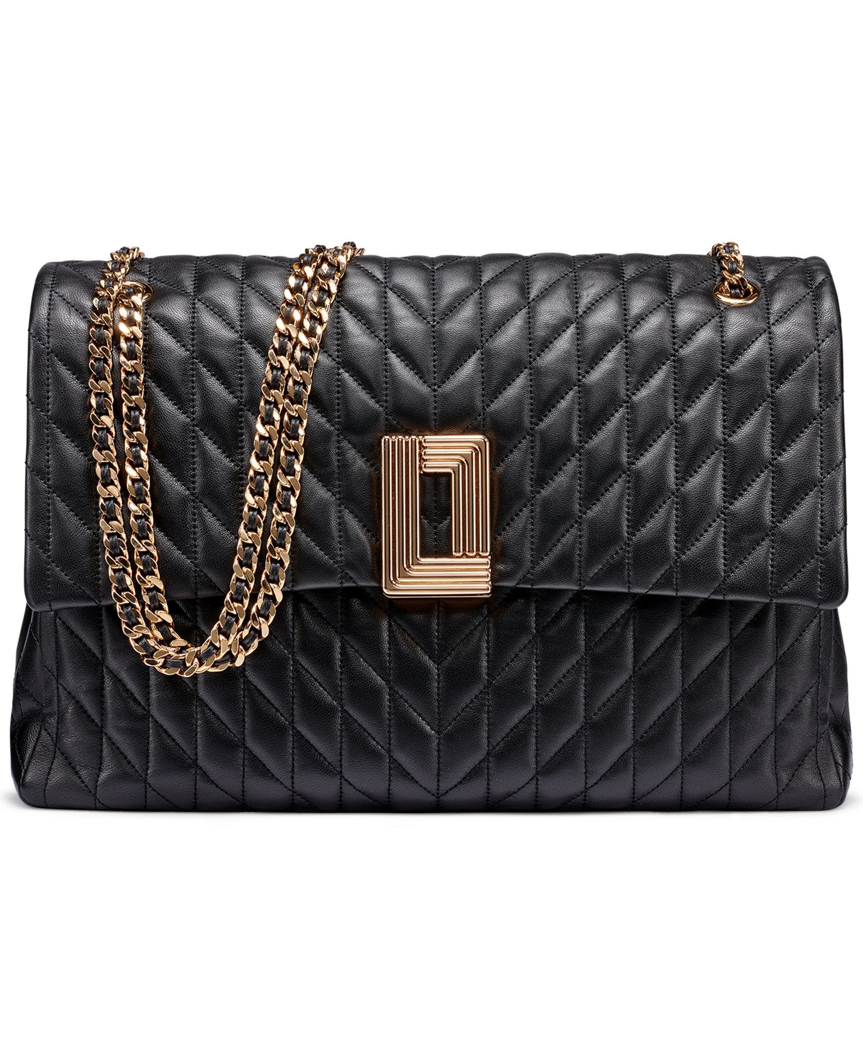 KARL LAGERFELD PARIS Lafayette Jumbo Shoulder, Main, color, Black/Gold