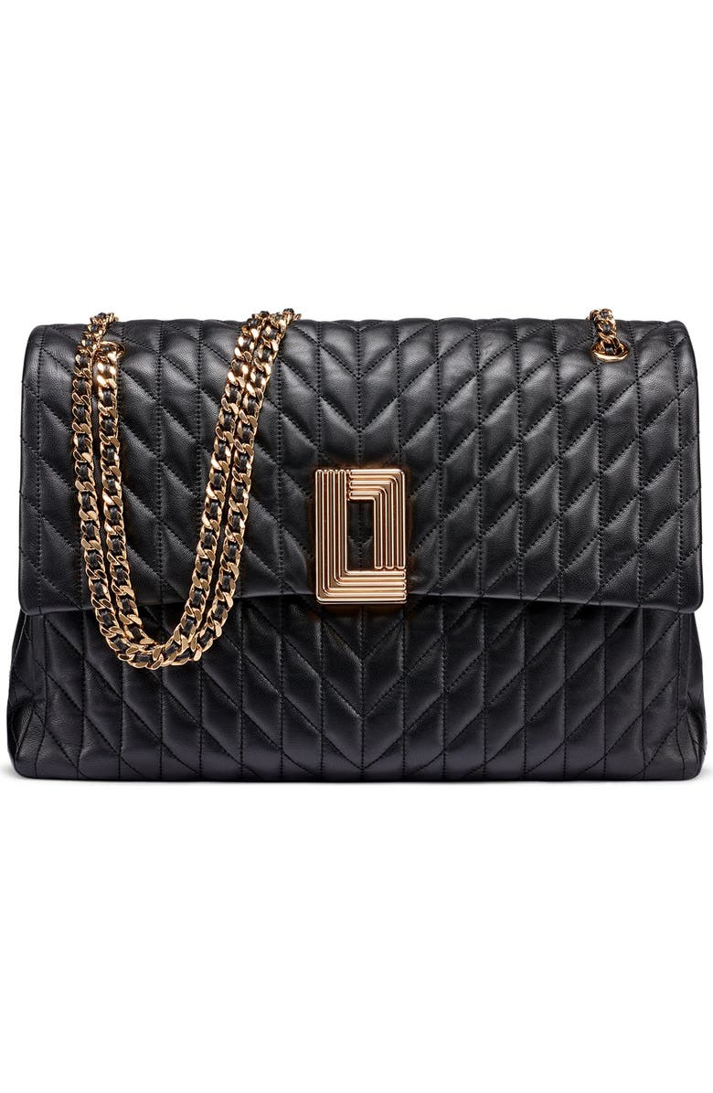 KARL LAGERFELD PARIS Lafayette Jumbo Shoulder, Main, color, Black/Gold