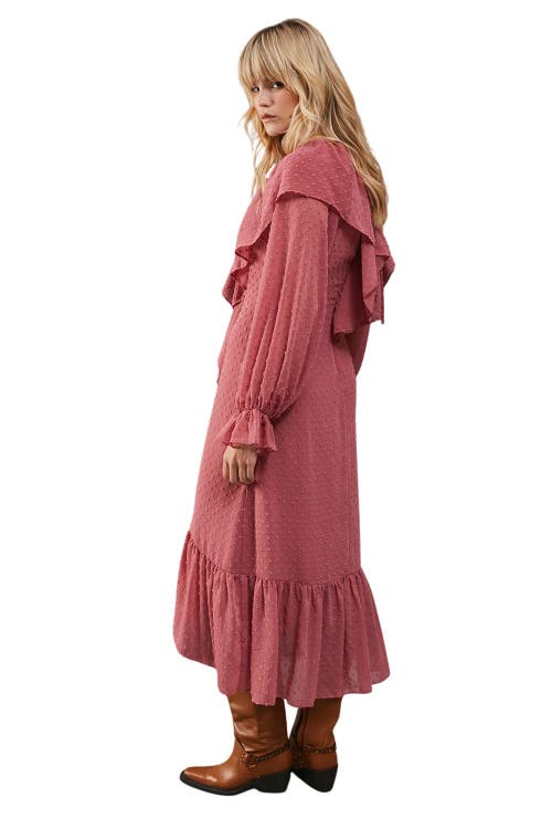 Warehouse Dobby Chiffon Midi Dress In Pink