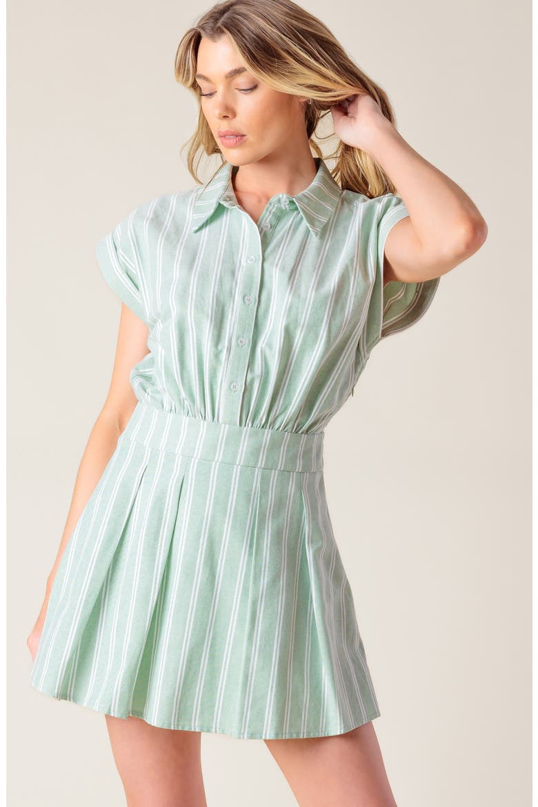 Striped Collared Romper, Alternate, color, SAGE
