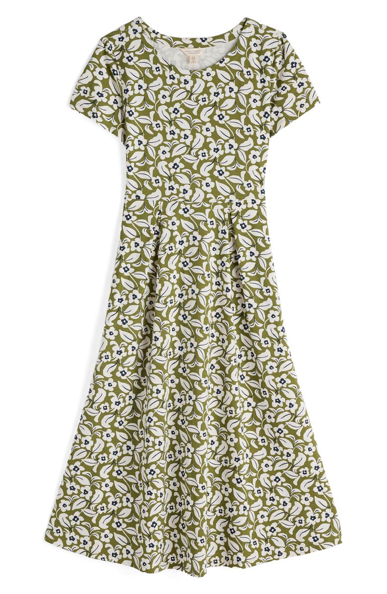 Seasalt Cornwall Veronica Floral Print Stretch Organic Cotton Jersey Midi Dress, Alternate, color, Winsome Floral Dark Citron
