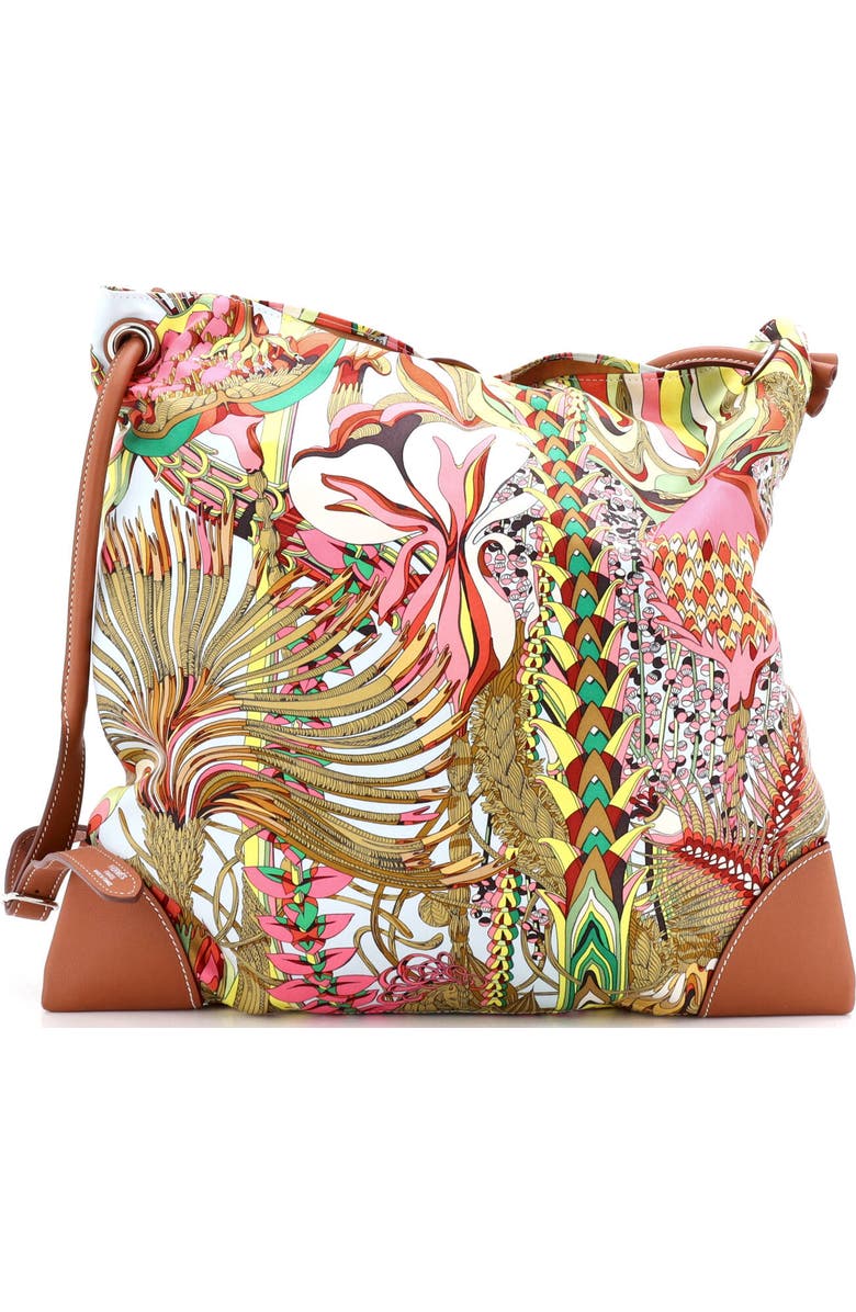 Pre-Owned Hermes Silky City Bag Printed Silk and Leather PM, Main, color, Multicolor