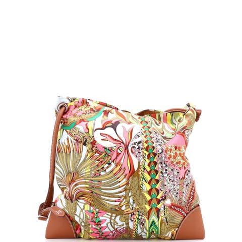 Silky City Bag Printed Silk and Leather PM