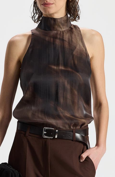 Vicky Sleeveless High-Neck Patterned Top