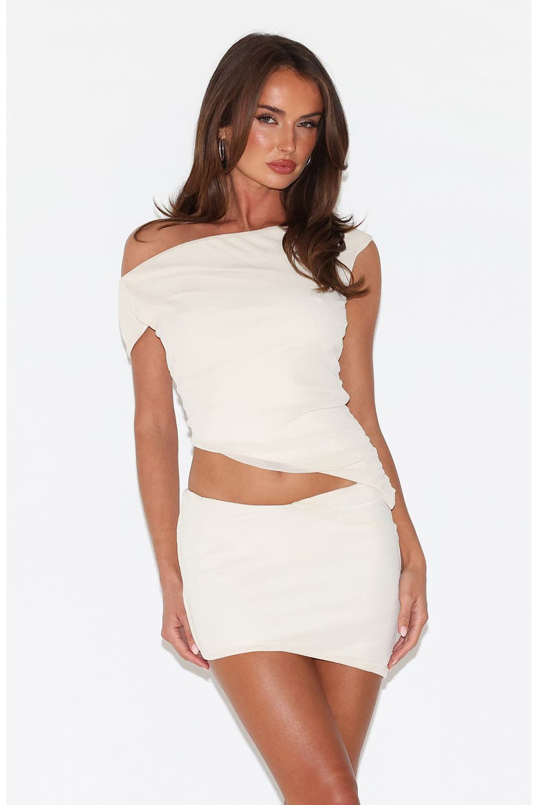 Cobi Shimmer Asymmetric Miniskirt, Alternate, color, WHITE