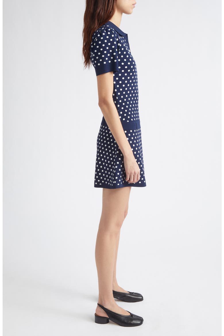 Tumi Polka Dot Polo Sweater Dress, Alternate, color, NAVY MULTI
