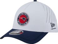 New Era Men's New Era White/Navy New England Patriots Patch 39THIRTY A-Frame M-Crown Perforated Flex Hat
