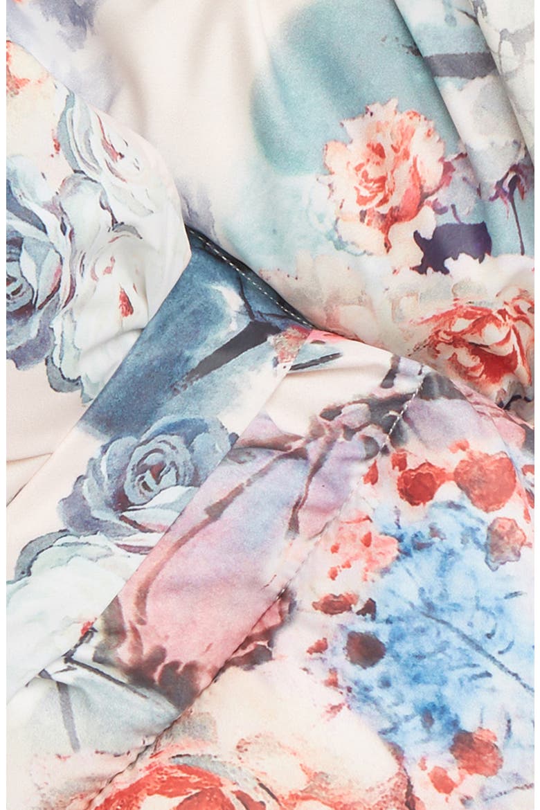 Floral Print Quilted Puffer Scarf, Alternate, color, PINK
