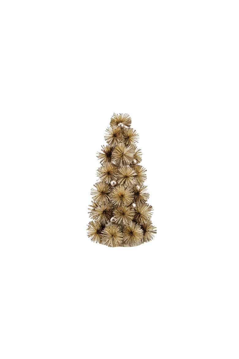Glittered Tinsel Ball Tabletop Tree with Beads, Main, color, Gold and Silver