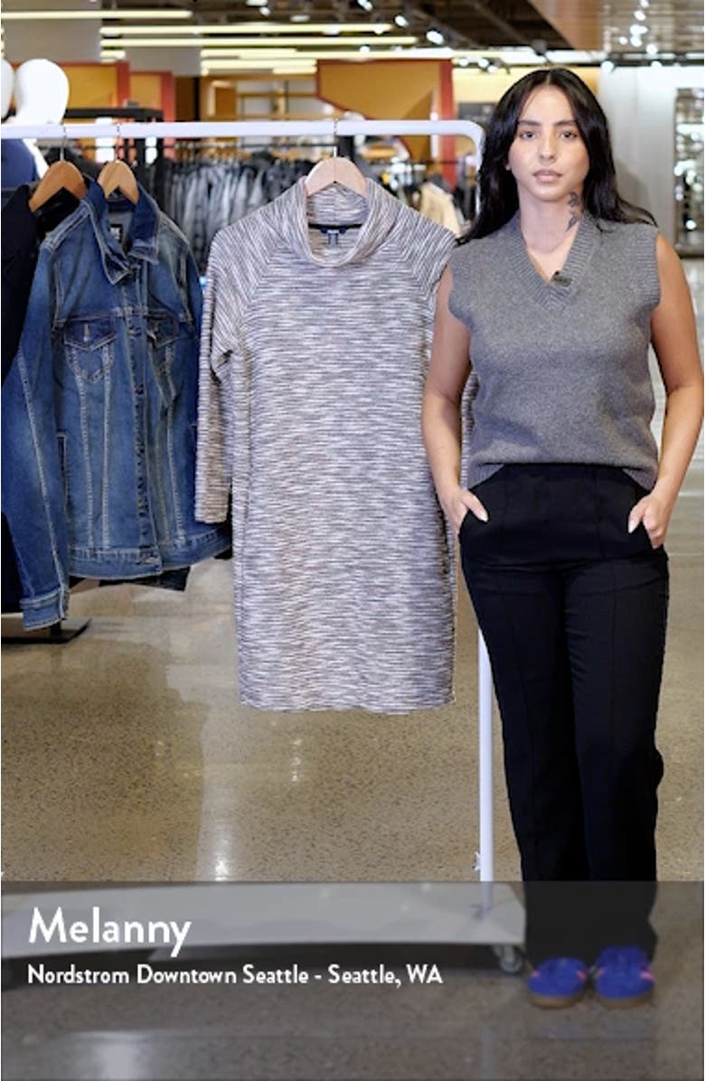 Drape Neck Bracelet Sleeve Bouclé Minidress, sales video thumbnail