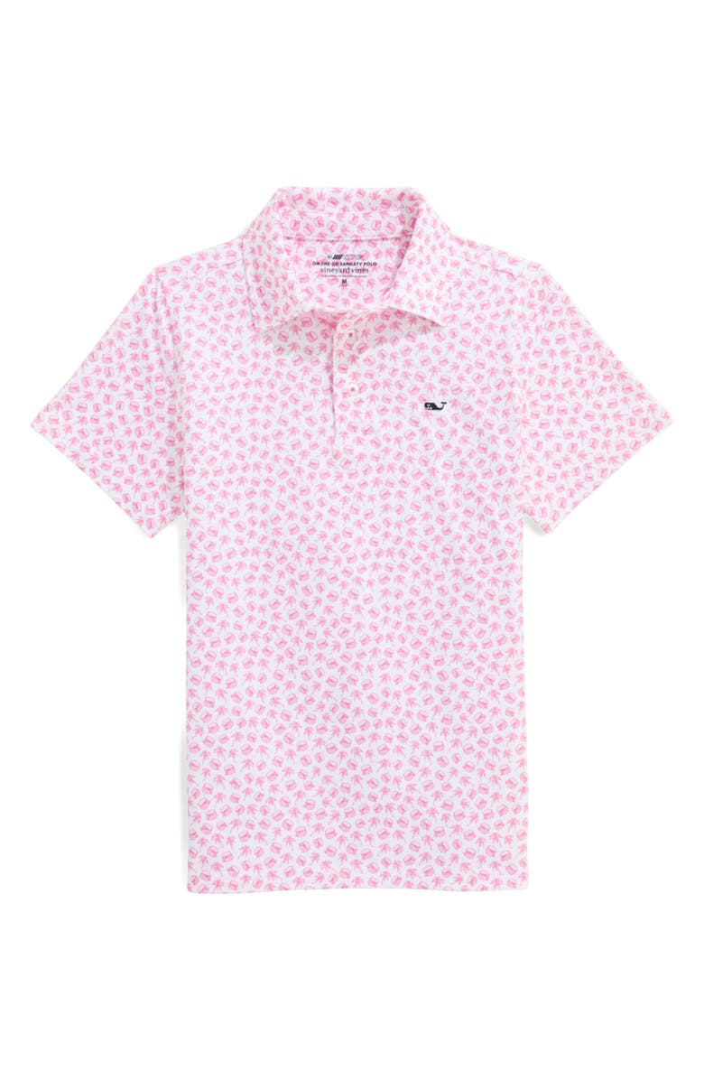 vineyard vines Kids' Print Polo, Main, color, Slider Para Sun Pink