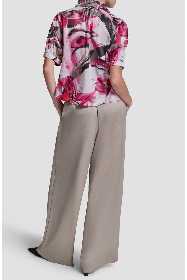 Lantern Sleeve Satin Button-Up Shirt, Alternate, color, SPRING WISPS