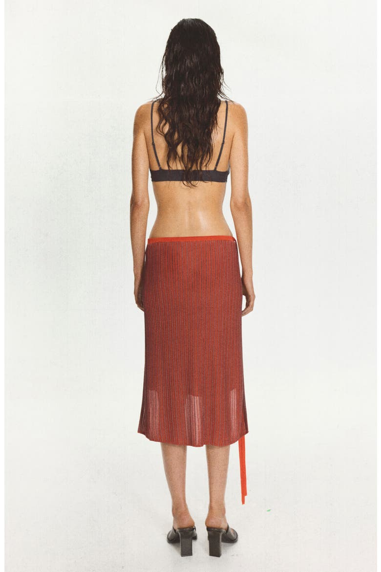 Ribbed Overlay Midi Skirt, Alternate, color, RED