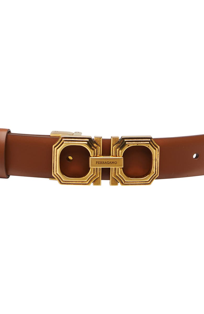 FERRAGAMO Square Double Gancio Reversible Leather Belt, Alternate, color, 